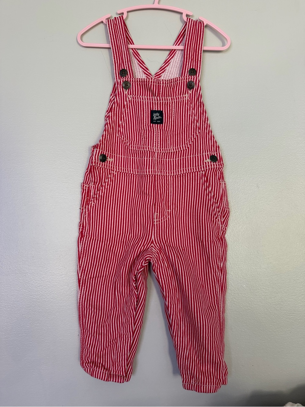 OshKosh B'gosh Red and White Stripe Kids Overalls